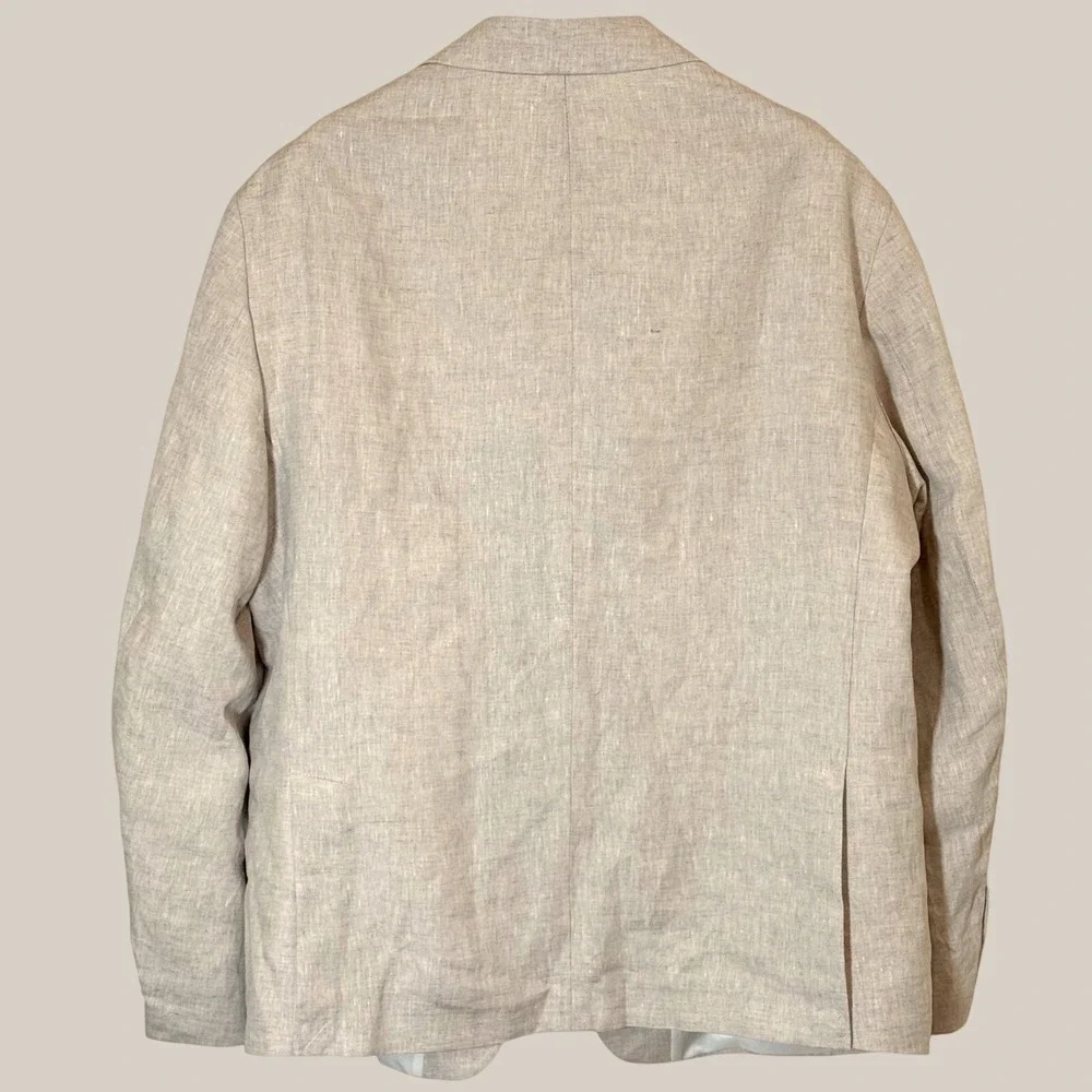 Zara 100% Linen Blazer Sport Coat Oatmeal Beige NWT Mens 46R EU56